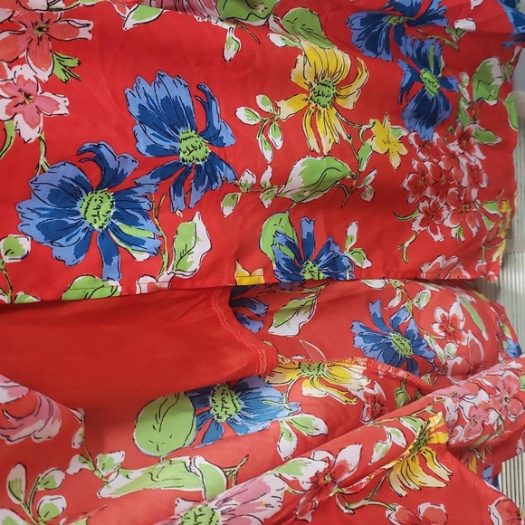 Sienna Sky NWT Red Flutter Sleeve Multicolor Floral Wrap Style Dress - Picture 6 of 9